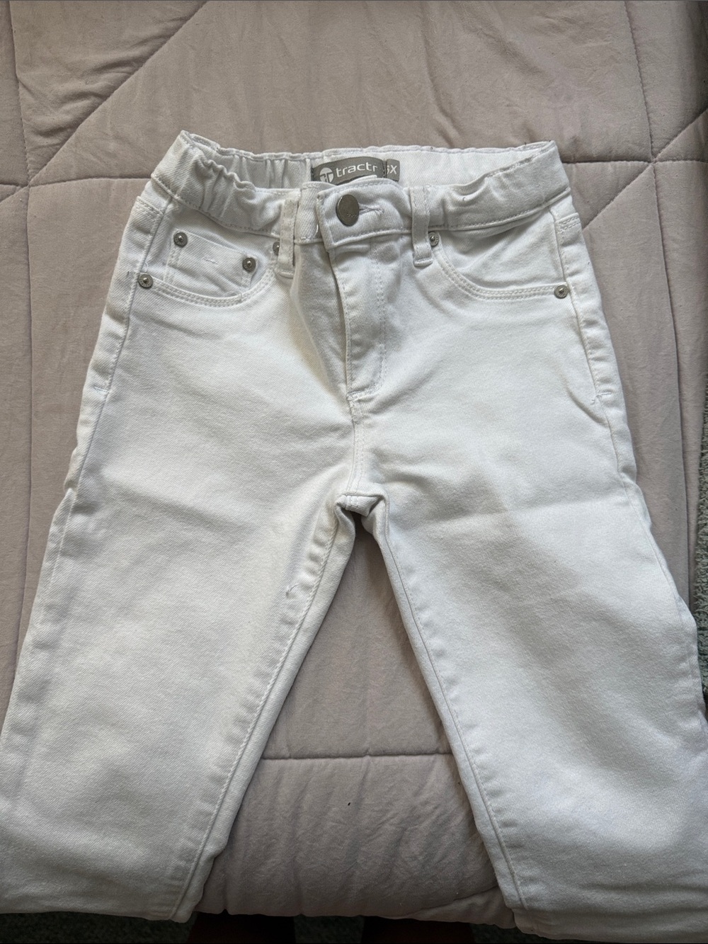Tractr Kids White Elastic-Waist Jeans